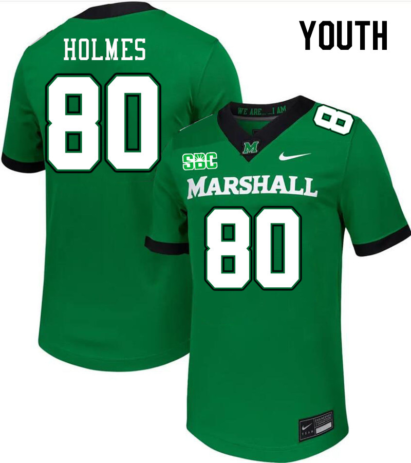 Youth #80 Justin Holmes Marshall Thundering Herd SBC Conference College Football Jerseys Stitched-Gr